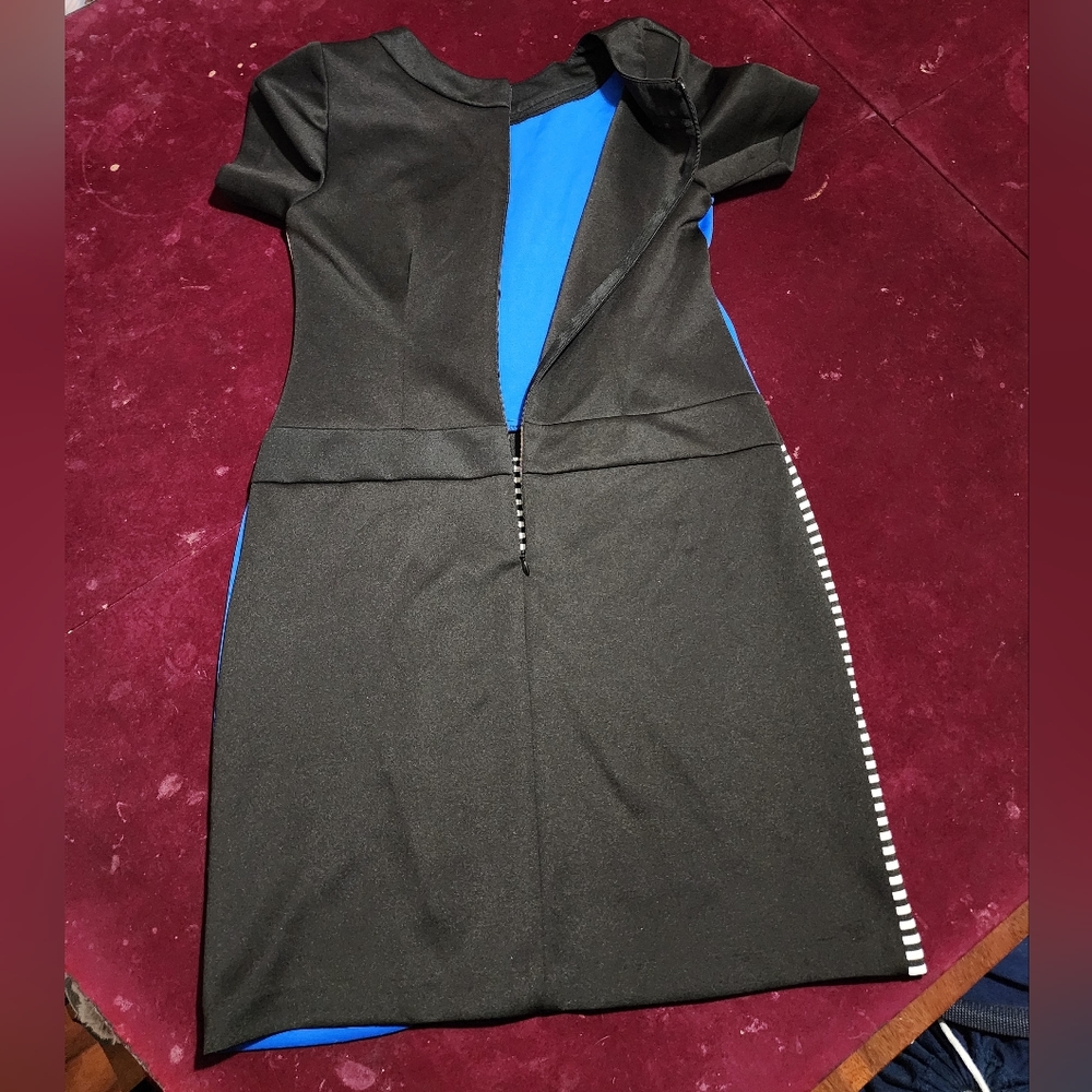 NWOT ... Sandra Darren Black Stripe Shortsleeve Dress 👗 - Picture 6 of 8